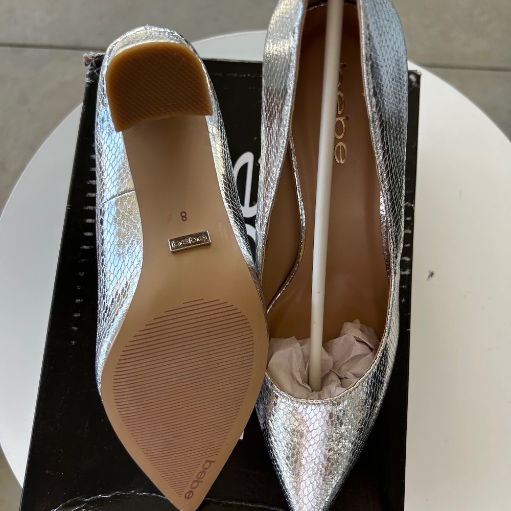 Bebe Silver Heels
